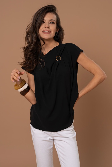 Bluza uni din sifon SYLVIE, Hermosa, negru - Img 6