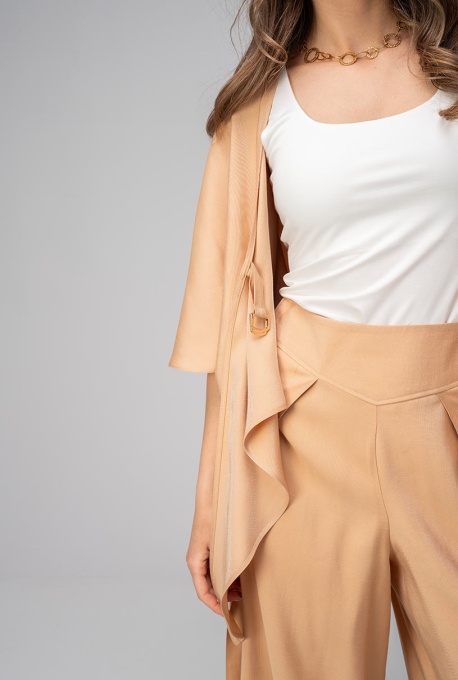 Bolero uni din rayon cu croi lejer MIRUNA, Hermosa, bej - Img 5