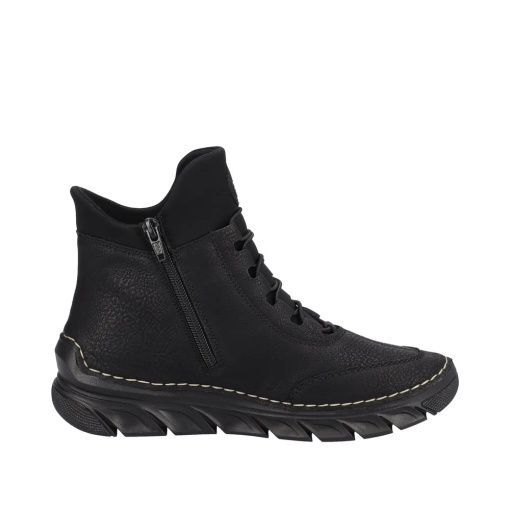 Botine dama din piele ecologica impermeabila, Rieker 55069-00, negru - Img 3