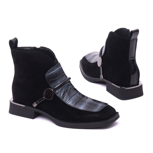 Botine dama din piele intoarsa, Karisma, 7VV1281-C2106-G5 01-I, negru - Img 3