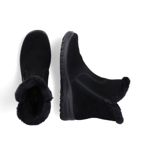 Botine damă din piele intoarsa neagră, cu tehnologie RiekerTEX, L7162-00 - Img 3