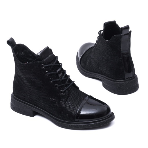 Botine dama din piele intoarsa, PASS Collection, M5M570010B O7-I, negru - Img 3