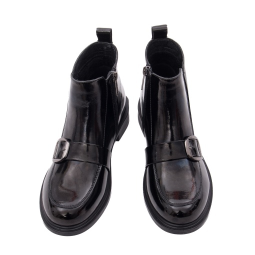 Botine dama din piele naturala lacuita, PASS Collection 1X470001A 01-L, negru - Img 4