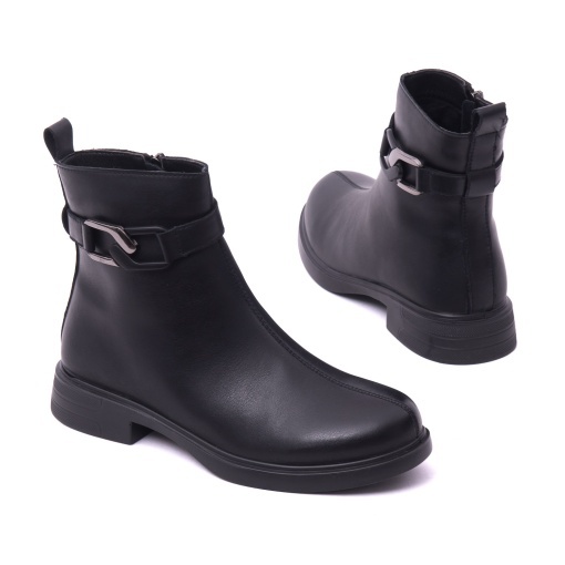Botine dama din piele naturala, PASS Collection, 1WB70005A 01-N, negru - Img 3