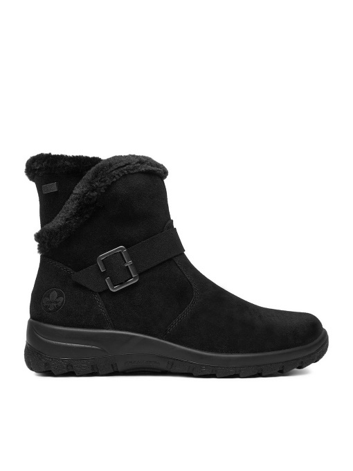 Botine damă negre Rieker L7179-00 cu blană și fermoar, piele naturală - Img 7