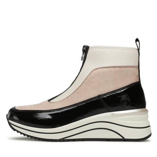 Botine dama piele, D0T71-60 crem/negru - Img 7