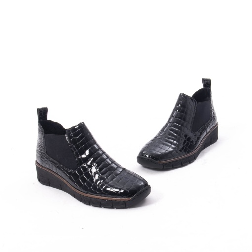 Botine dama piele naturala, Rieker 53794-01, negru lac - Img 2