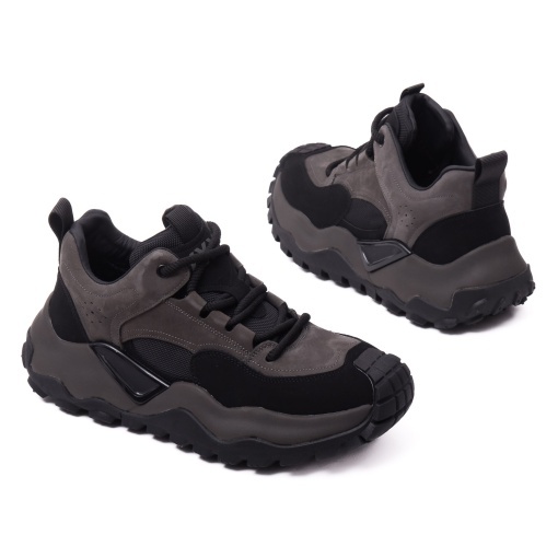 Ghete barbati din piele si textil, Gryxx, 1MB69086-13A 01-Z, gri - Img 3