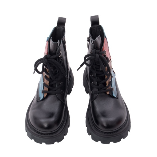 Ghete dama din piele naturala, Gryxx 1LY90018A L2-N, negru multicolor - Img 4