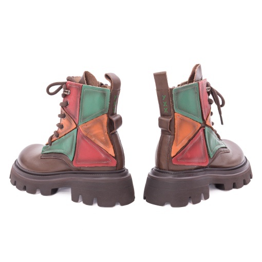 Ghete dama din piele naturala, Gryxx 1LY90018B H6-N, maro multicolor - Img 5
