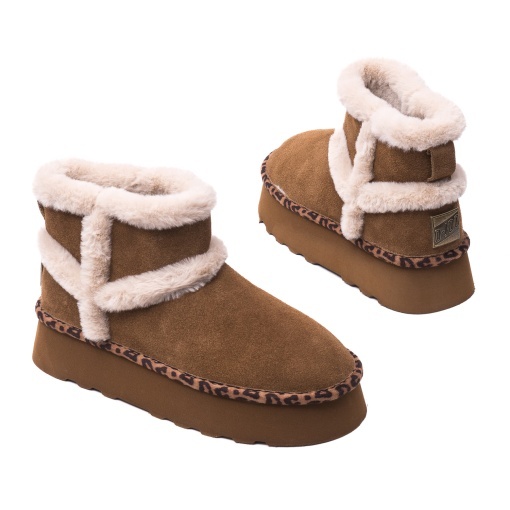 Ghete dama imblanite din piele intoarsa, O-JOO, GWEN OL52502A, tobacco - Img 5