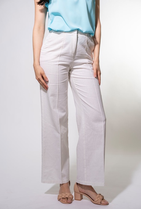 Pantaloni albi Aylin din in - Img 3