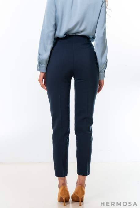 Pantaloni conici din tercot elastic Judy bleumarin - Img 5