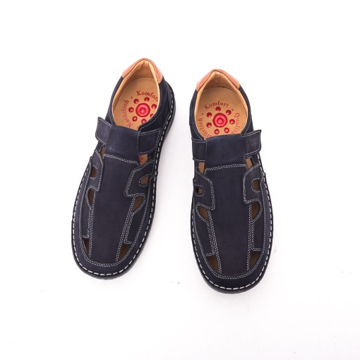 Pantofi bărbătești de vară Otter OT9543 42-2 din piele naturală bleumarin, decupați și comozi - Img 6