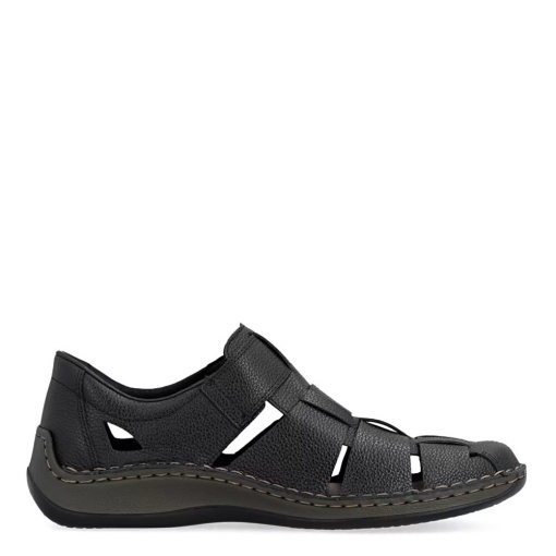 Pantofi barbati de vara din piele naturala, Rieker 05281-00, negru - Img 6