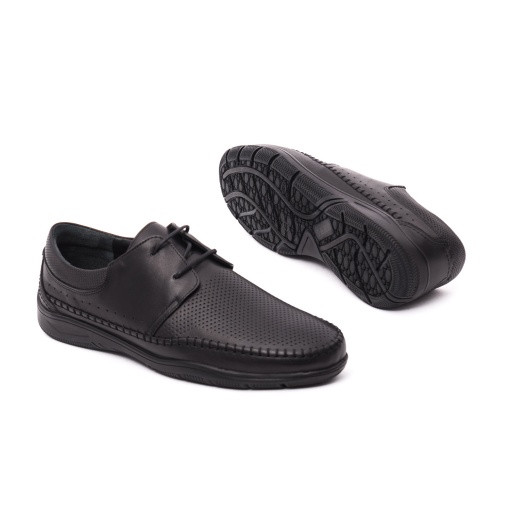 Pantofi bărbați de vară Otter OTA 11 01-N din piele naturală,negru - Img 4