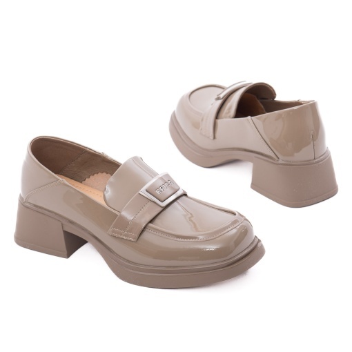 Pantofi dama casual din piele naturala lacuita, Epica M4M450012B 03-L, bej - Img 3