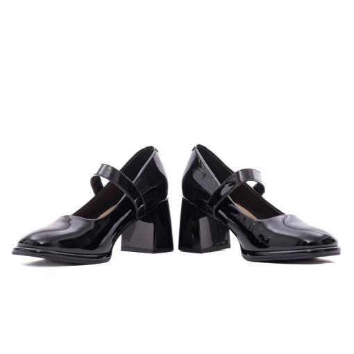 Pantofi dama eleganti din piele naturala lacuita, Feeling 91295, negru - Img 5