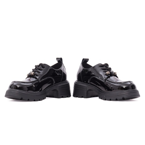 Pantofi dama eleganti din piele naturala lacuita, PASS Collection 1MA90002A 01-L, negru - Img 5