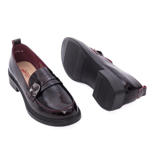 Pantofi dama eleganti din piele naturala lacuita, PASS Collection 1X490002B 23-L, bordo - Img 3