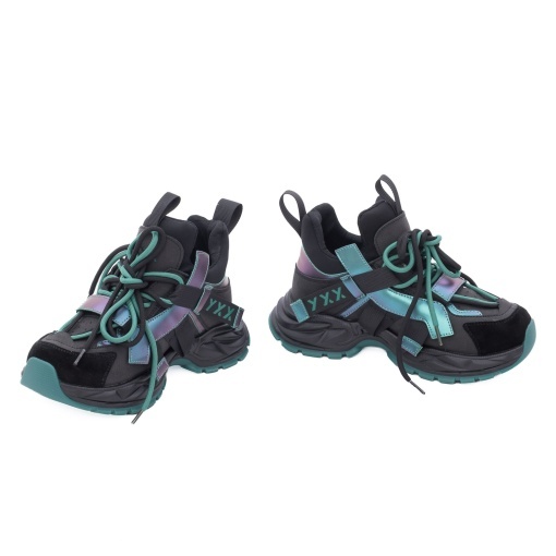 Pantofi dama sport din piele mix, Gryxx, 1MQ70008C L2-Z, negru diverse - Img 3