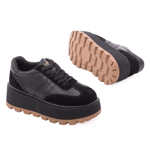 Pantofi dama sport din piele naturala, Feeling, 2510, negru - Img 4