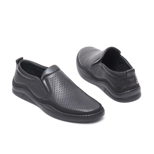 Pantofi de vara barbati, piele naturala, E6E640003A 01-N, negru - Img 6