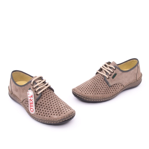 Pantofi de vara, piele naturala nabuc, OT9554, gri - Img 2