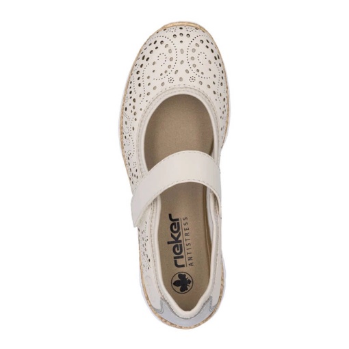 Pantofi de vara,piele naturala, Rieker N4299-60 cu velcro bej - Img 5