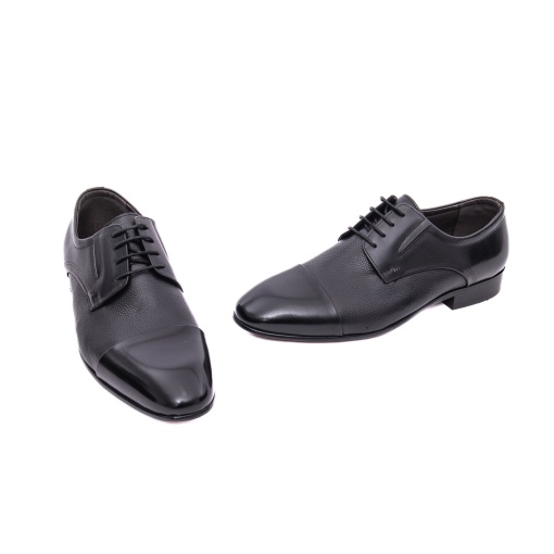 Pantofi eleganți bărbați Caribu 3MKD1-16-4A 01-N negru piele naturală cap-toe texturat - Img 2