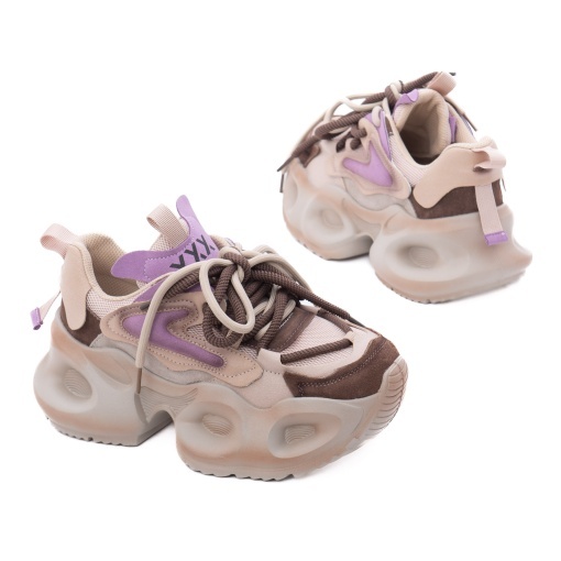 Pantofi sport dama din piele mix, Gryxx 1U3039-2 02-Z, maro - Img 3