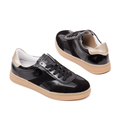 Pantofi Sport Damă Remonte D2C01-03 – Negru, Piele Lăcuită și Întoarsă - Img 3