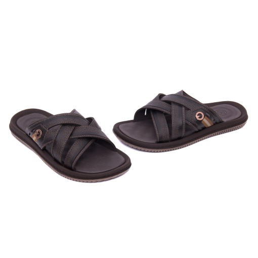 Papuci barbati din piele eco, Cartago, 9B12317-BF014 FIJI ESSENCIAL SLIDE A, maro - Img 2