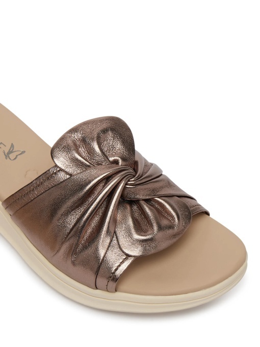 Papuci dama din piele naturala, Caprice 9-27208-46 398 BROWN METALLIC, maro - Img 2