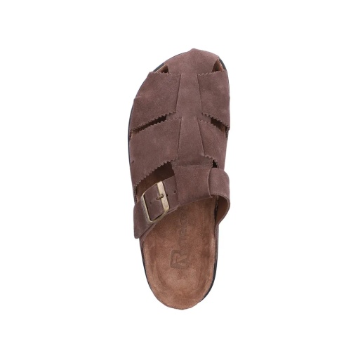 Papuci dama din piele naturala nabuc, Rieker V3164-25, maro - Img 6