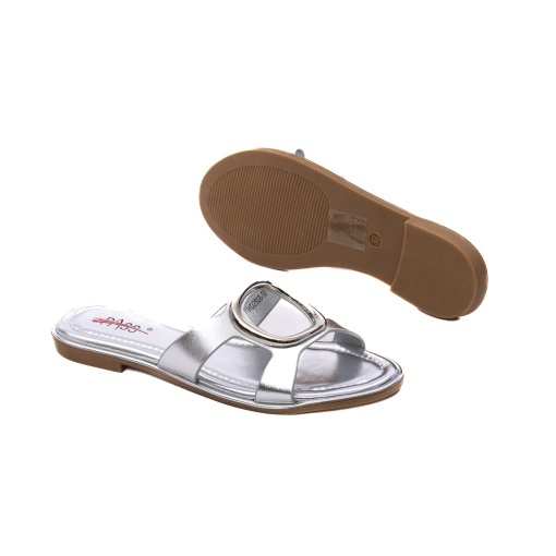 Papuci dama din piele naturala, PASS Collection 1WHD2506-59 18-N, argintiu - Img 4