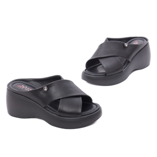 Papuci dama din piele naturala, PASS Collection 9NMA80004A 01-N, negru - Img 2
