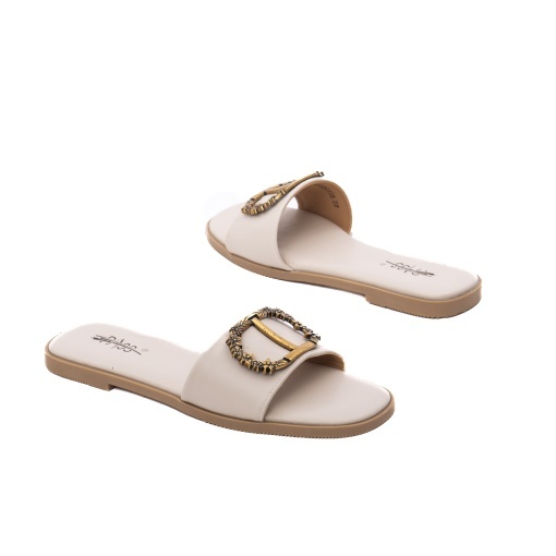 Papuci dama din piele naturala, PASS Collection AGQS80013B 52-N, crem - Img 3