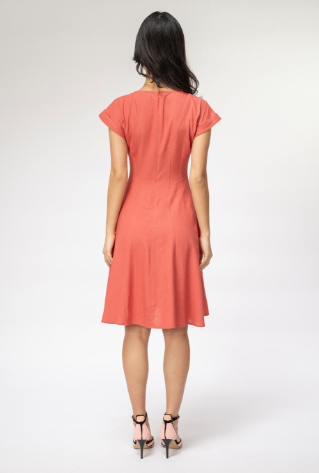 Rochie de in uni cu croi amplu YANIRA, Hermosa, caramiziu - Img 8