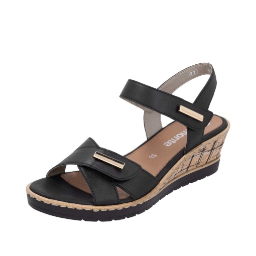 Sandale dama casual, Remonte R6266-00 din piele naturala, negru - Img 2