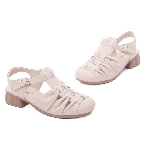 Sandale dama din piele naturala, PASS Collection 9VZM80001B 52-N, crem - Img 2