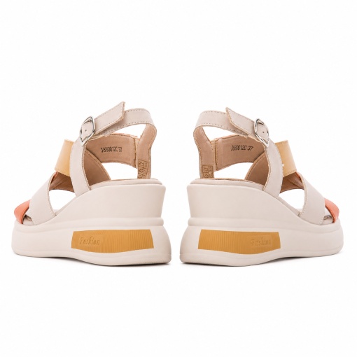 Sandale dama din piele naturala, PASS Collection J8J880012C 03-N, bej multicolor - Img 6