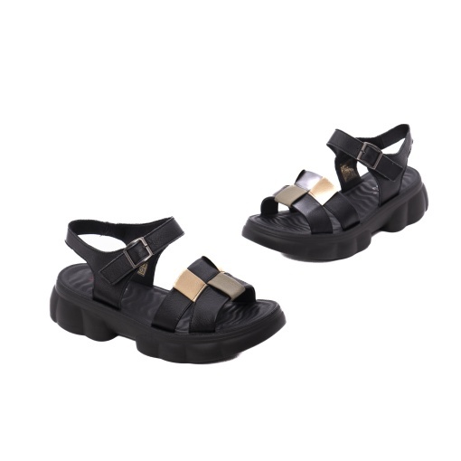 Sandale dama din piele naturala, PASS Collection J9J980009A 01-N, negru - Img 2