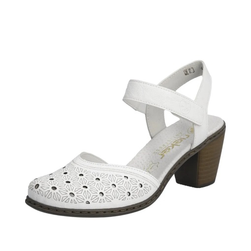 Sandale dama din piele naturala, Rieker 40991-80, alb - Img 2