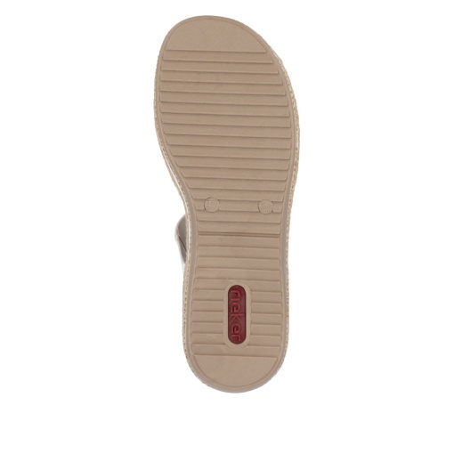 Sandale damă Rieker V0919-80 alb/bej, piele eco, platformă 4.5 cm - Img 4