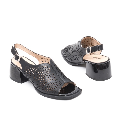 Sandale elegante cu toc mic din piele, H3DL40010A 01-N - Img 6