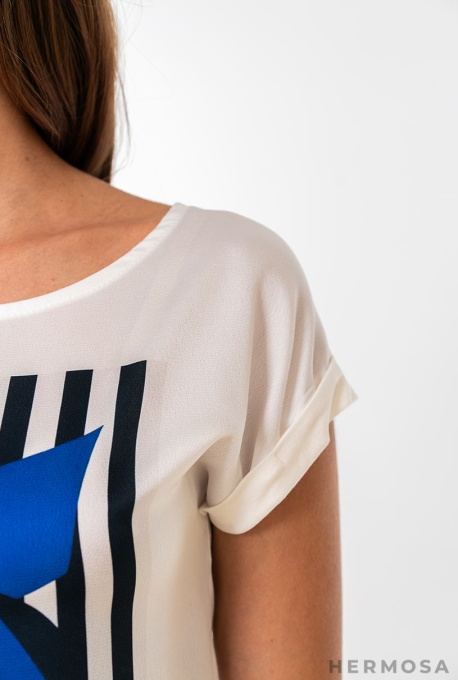 Tricou din vâscoză cu imprimeu artistic - Img 4