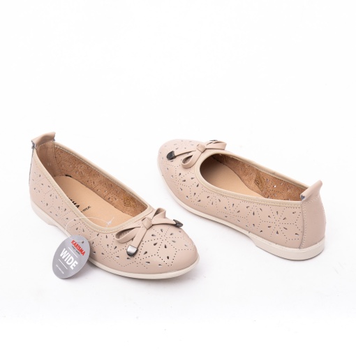 Balerini bej dama wide fit cu perforații și fundiță Karisma 8OWB60016B 03-N - Img 3