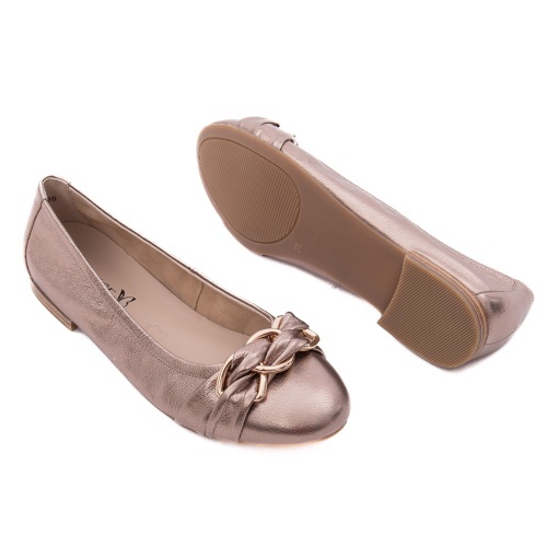 Balerini dama din piele naturala, Caprice, 9-22114-46 341 TAUPE METALLIC, taupe metalizat - Img 3
