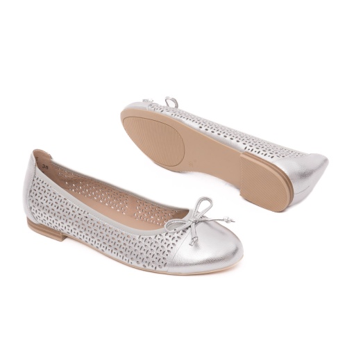 Balerini dama din piele naturala, Caprice, 9-22185-42 920 SILVER METAL, argintiu - Img 4